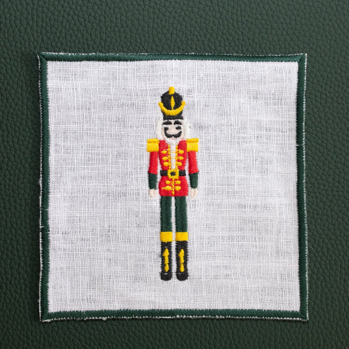 Nutcracker Cocktail Napkin | White with Multicolour Embroidery — Single Piece