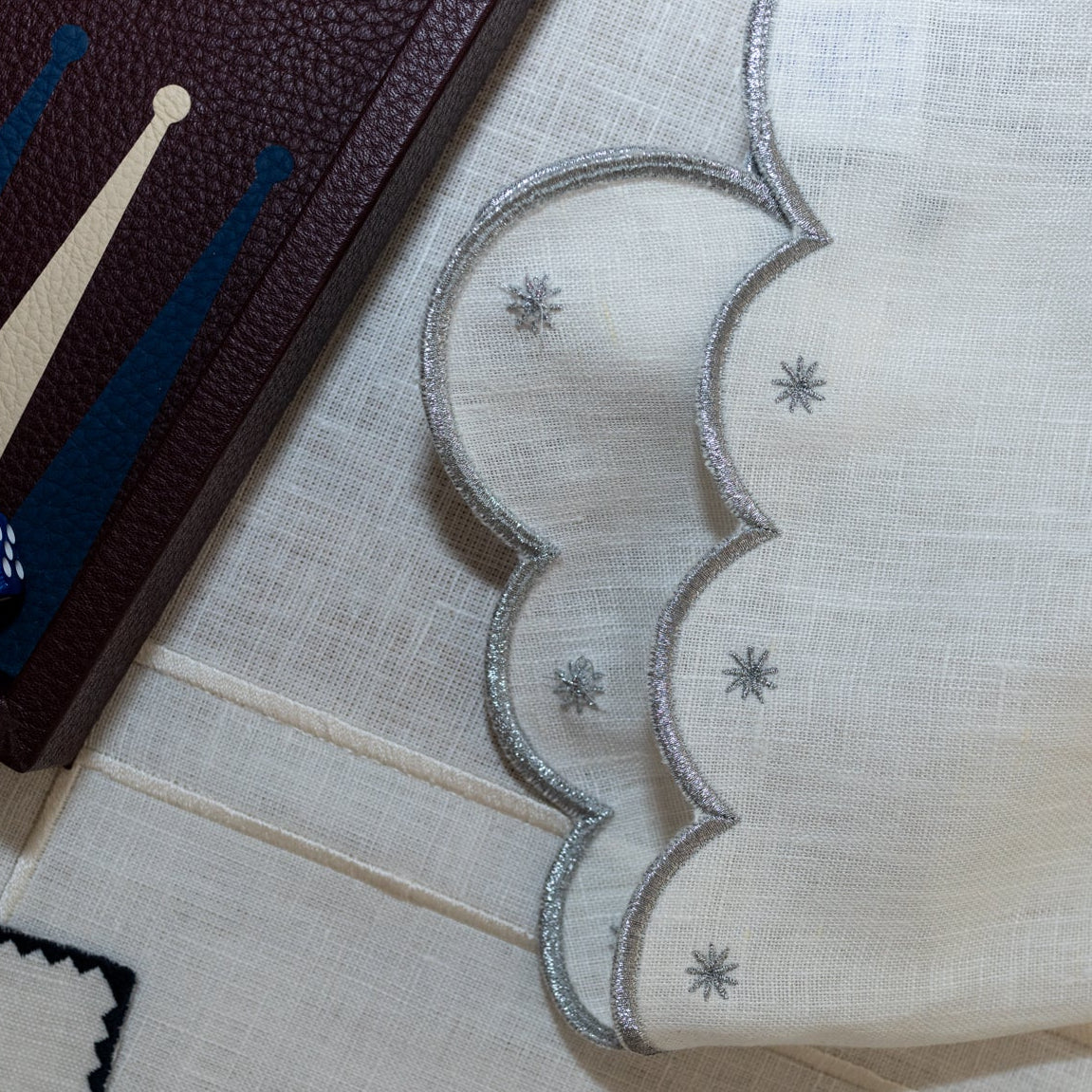 Lola Stars Placemat | White with Silver Embroidery — Set of 2 (Copy)