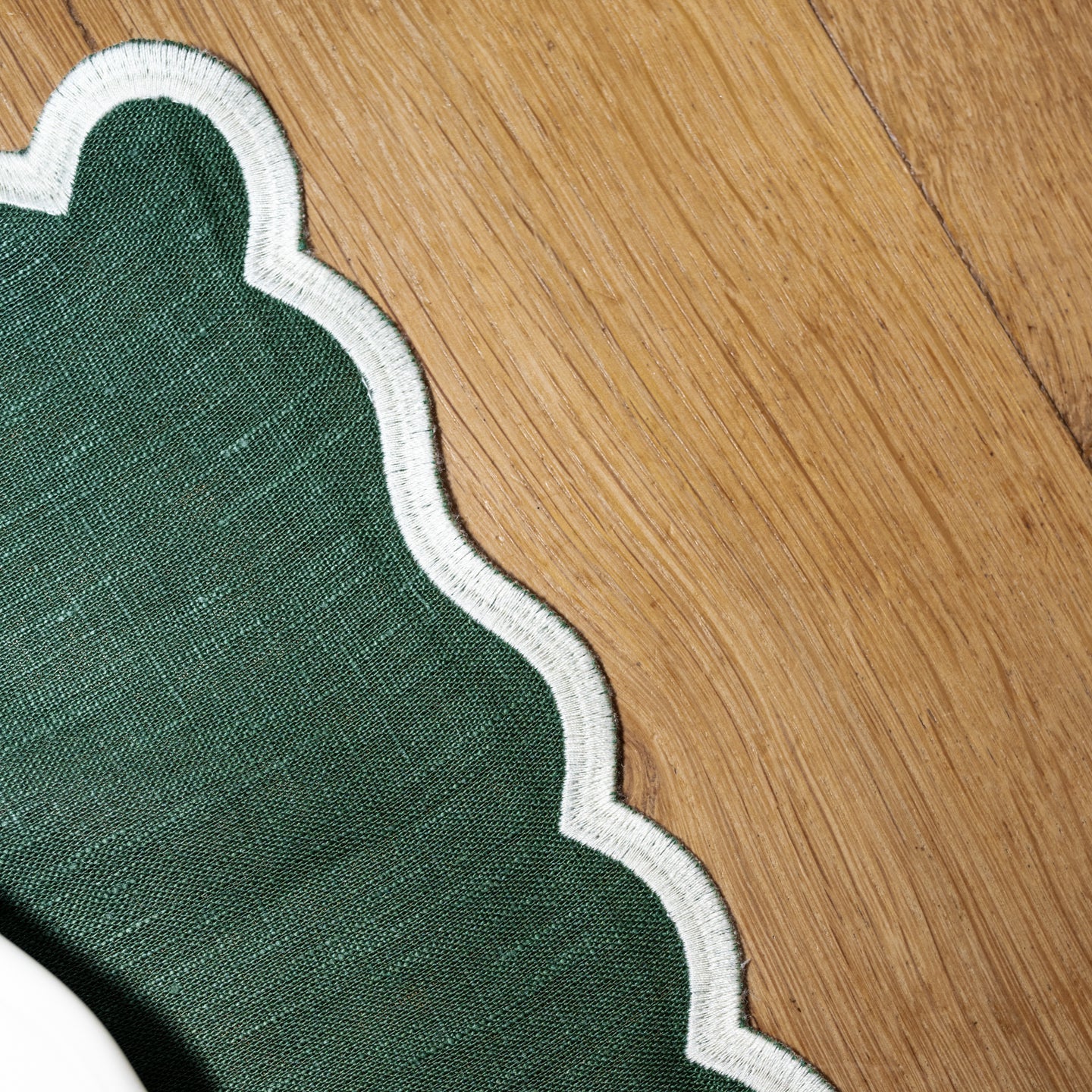 Elin Napkin | Forest Green with Beige — Set of 2