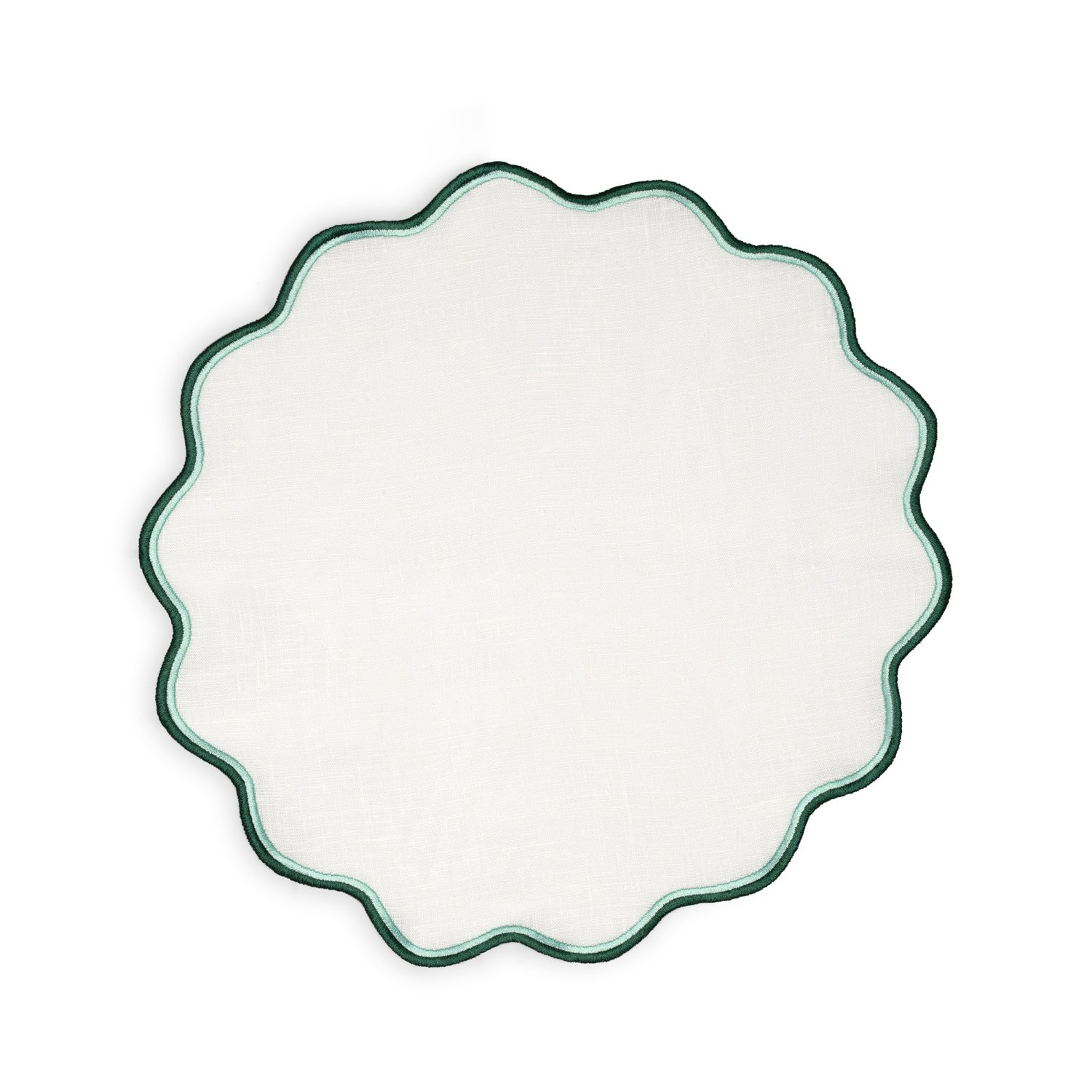 Giorgia Placemat | White linen with duo greens | set of 2