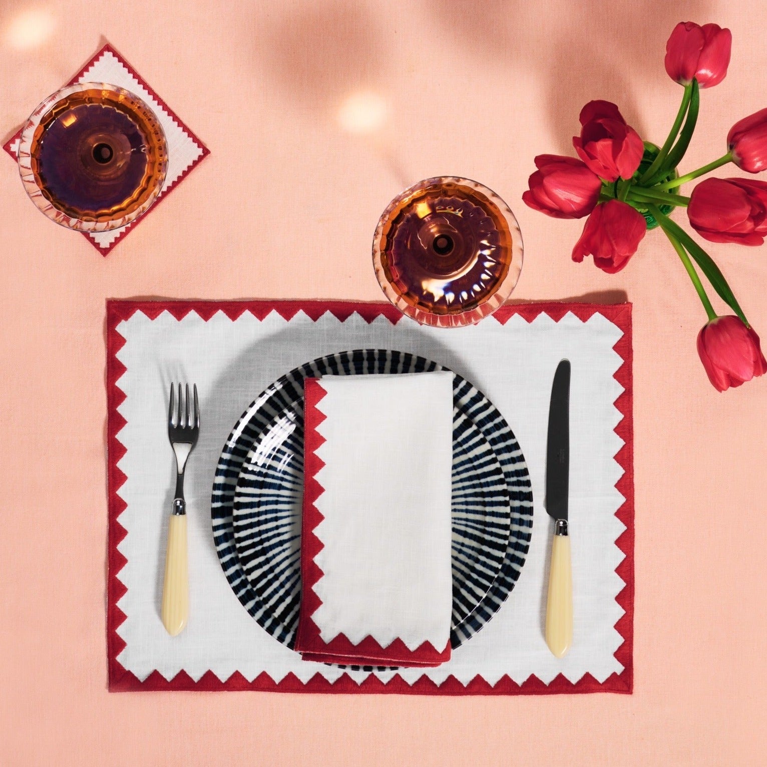 Ziggy Placemat | Ruby red - set of 2