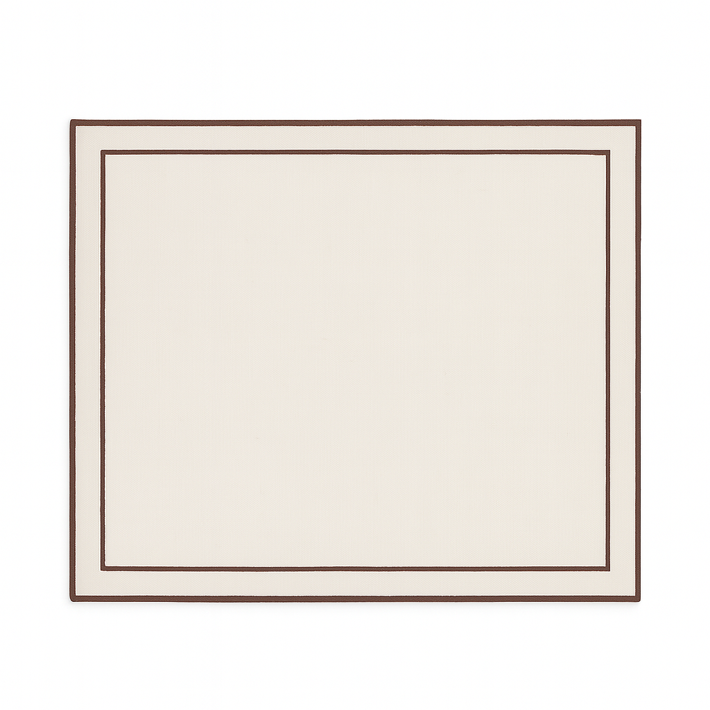 Evergreen Placemat | Beige with Brown Border — Set of 2