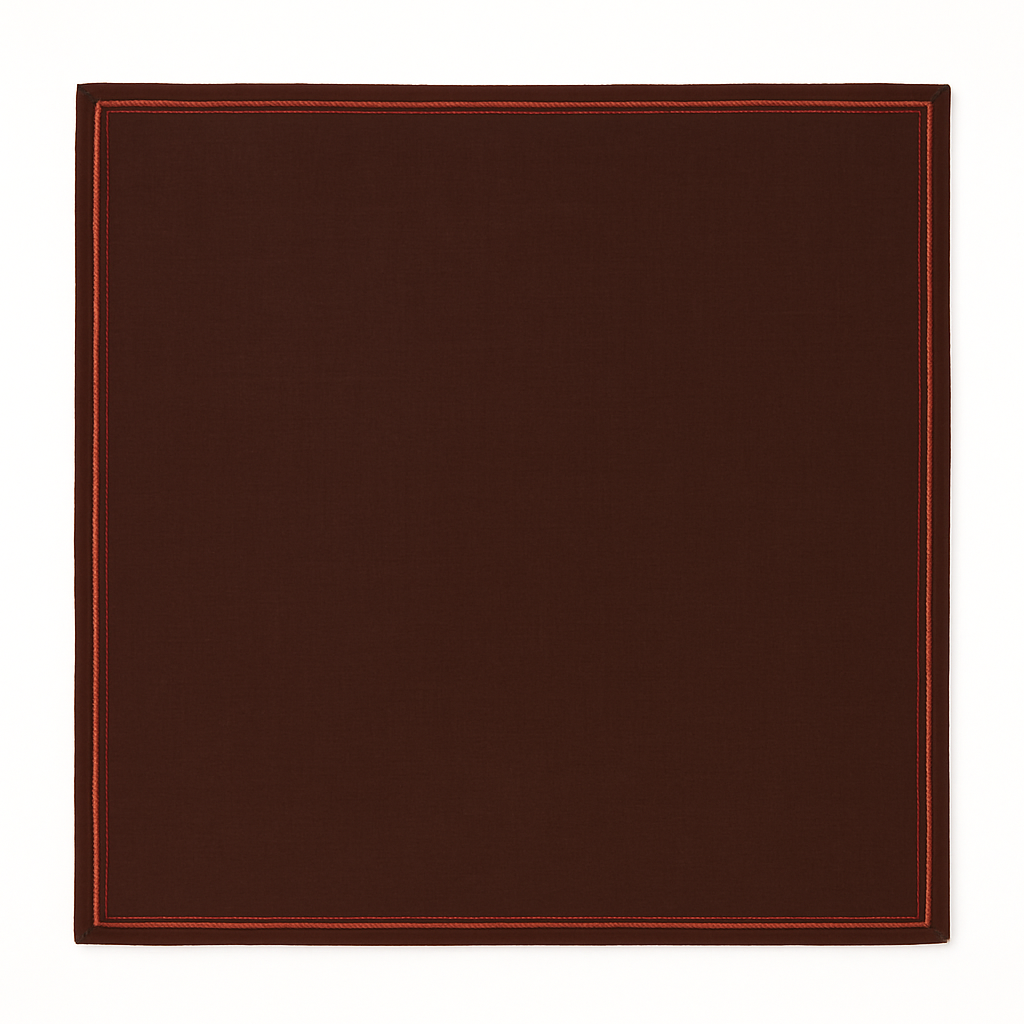 Giorgia Napkin | Chocolate Brown with Double Red toned Border — Set of 2