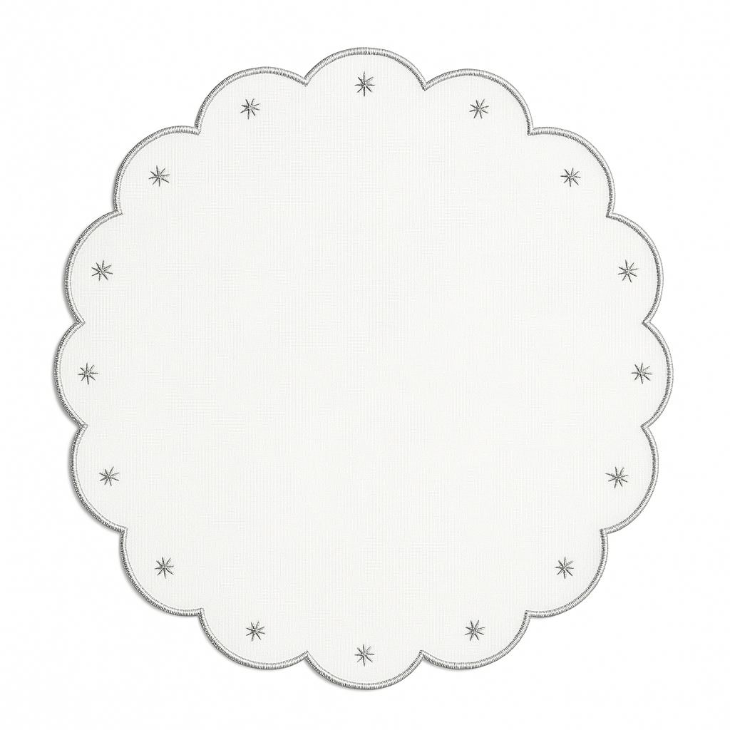 Lola Stars Placemat | White with Silver Embroidery — Set of 2 (Copy)