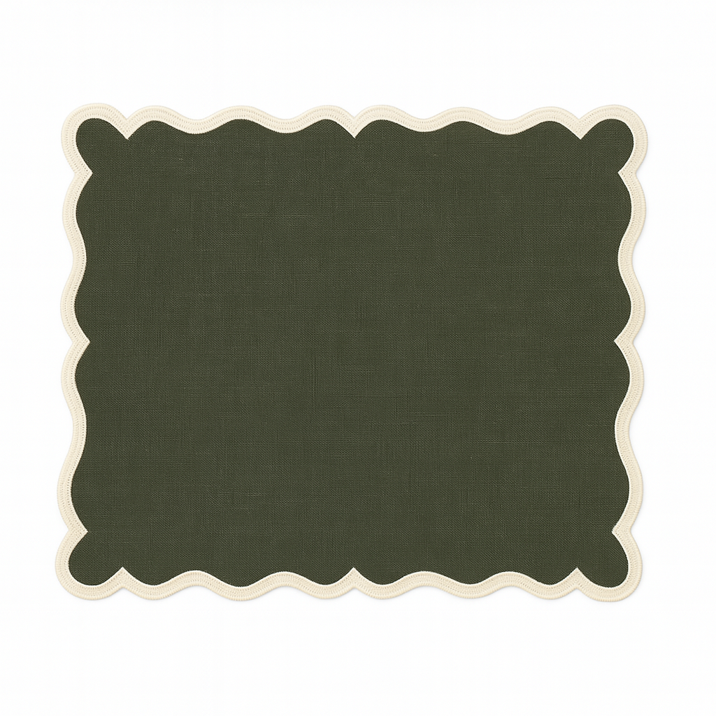 Elin Placemat | Forest Green with off white - set of 2