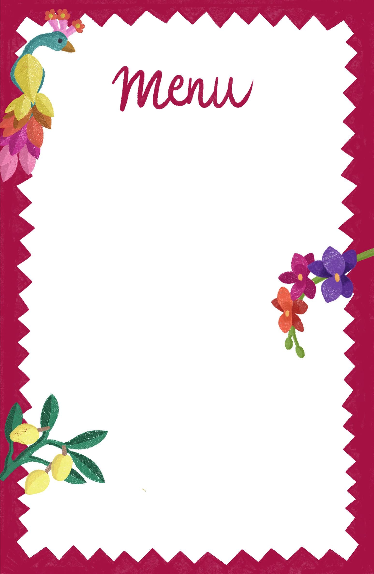 Spring Menu Card | Red - set of 8