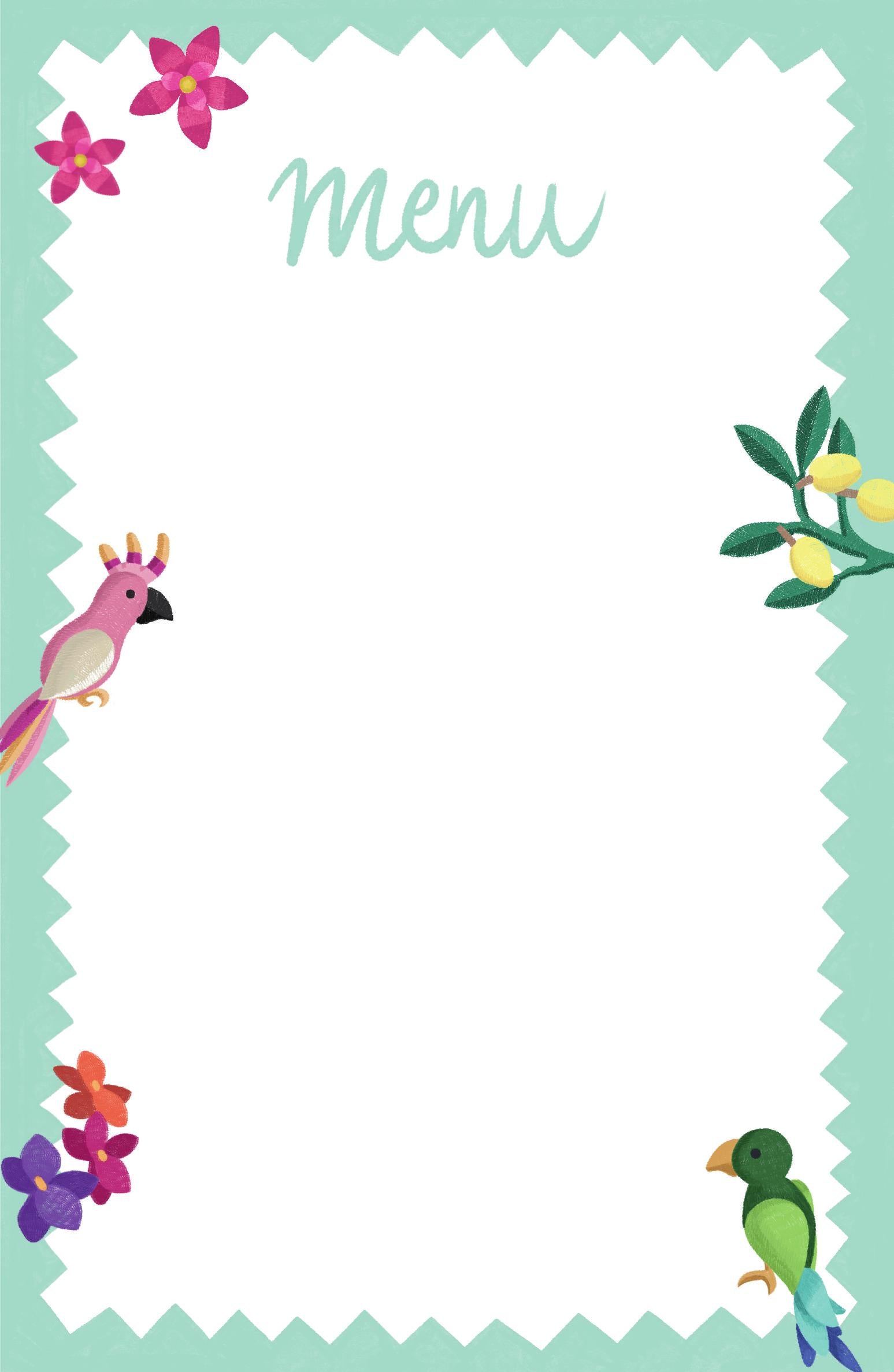 Spring Menu Card | Turquoise - set of 8