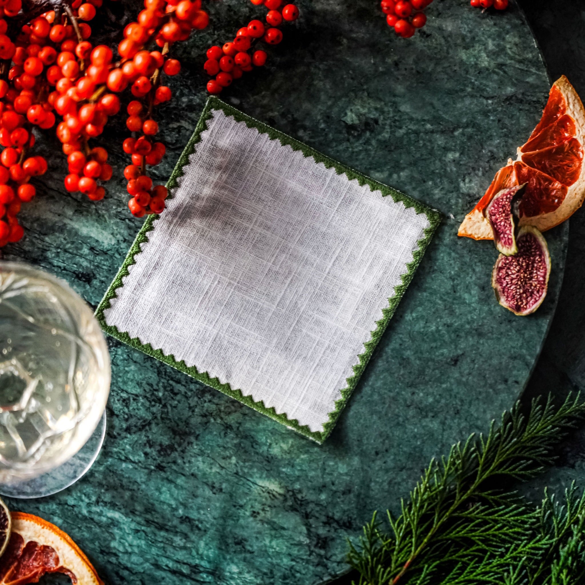 Ziggy Cocktail Napkin | Dark Green - Set of 2