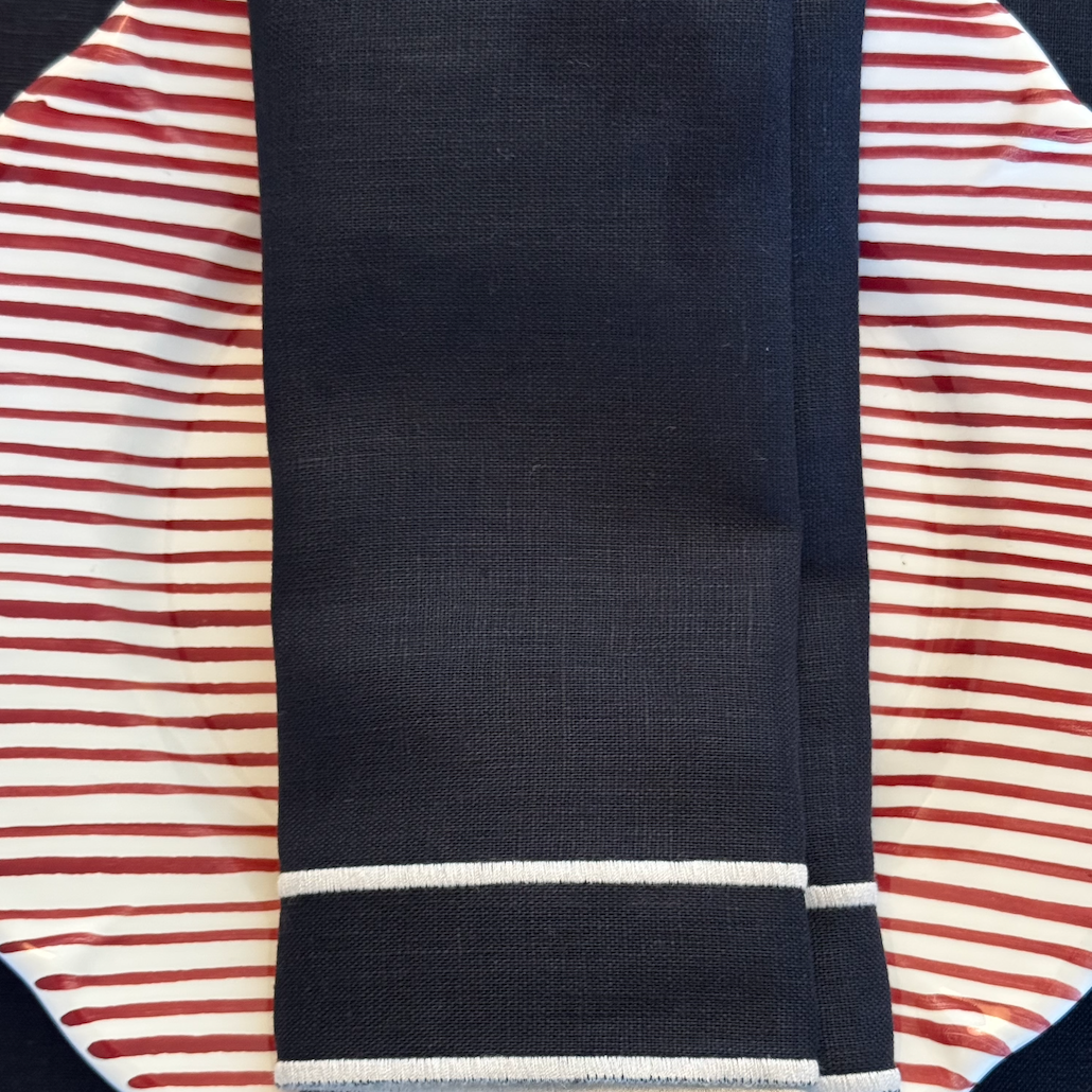 Evergreen Napkin| Midnight Blue with White — Set of 2 (Copy)