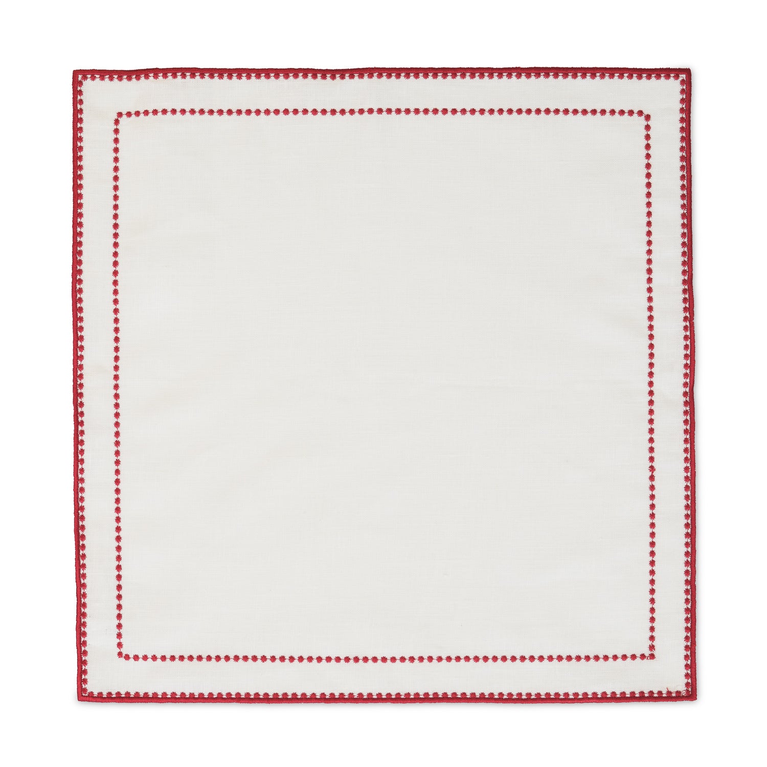 PEARL NAPKIN | WHITE LINEN WITH CHRISTMAS RED - SET OF 4