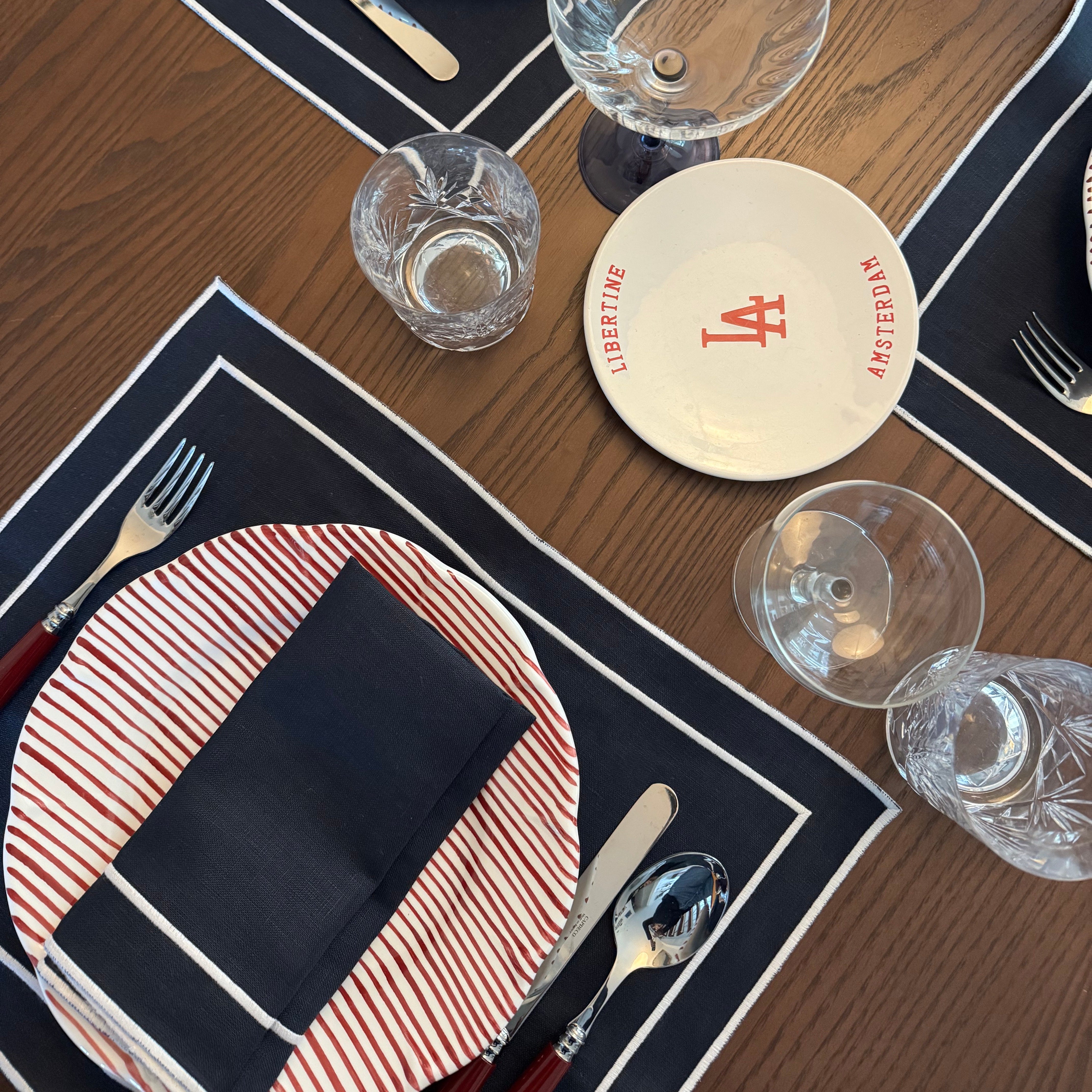 Evergreen Placemat | Midnight Blue with White — Set of 2