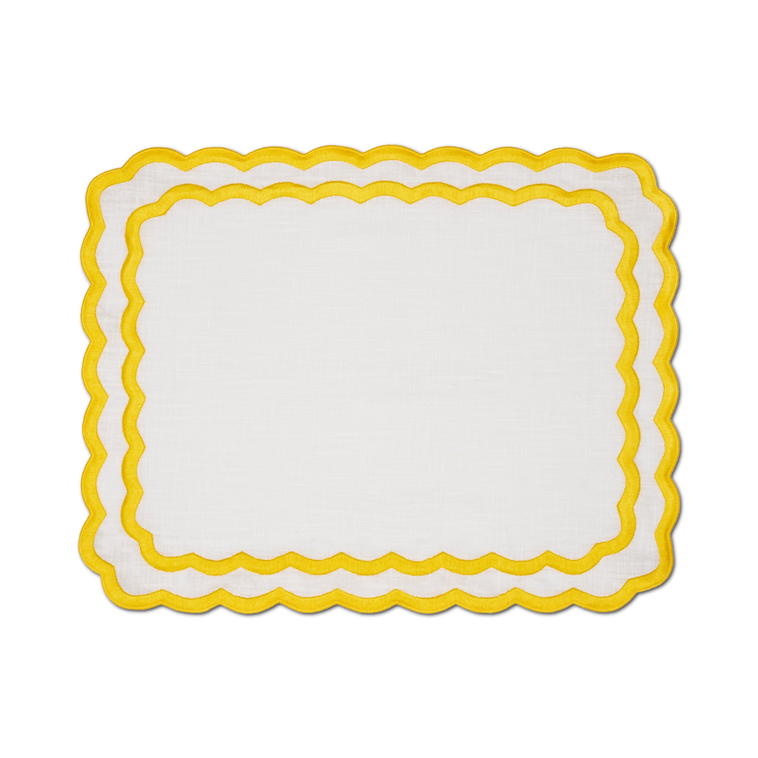 Marigold Placemat | White with Yellow- set of 4