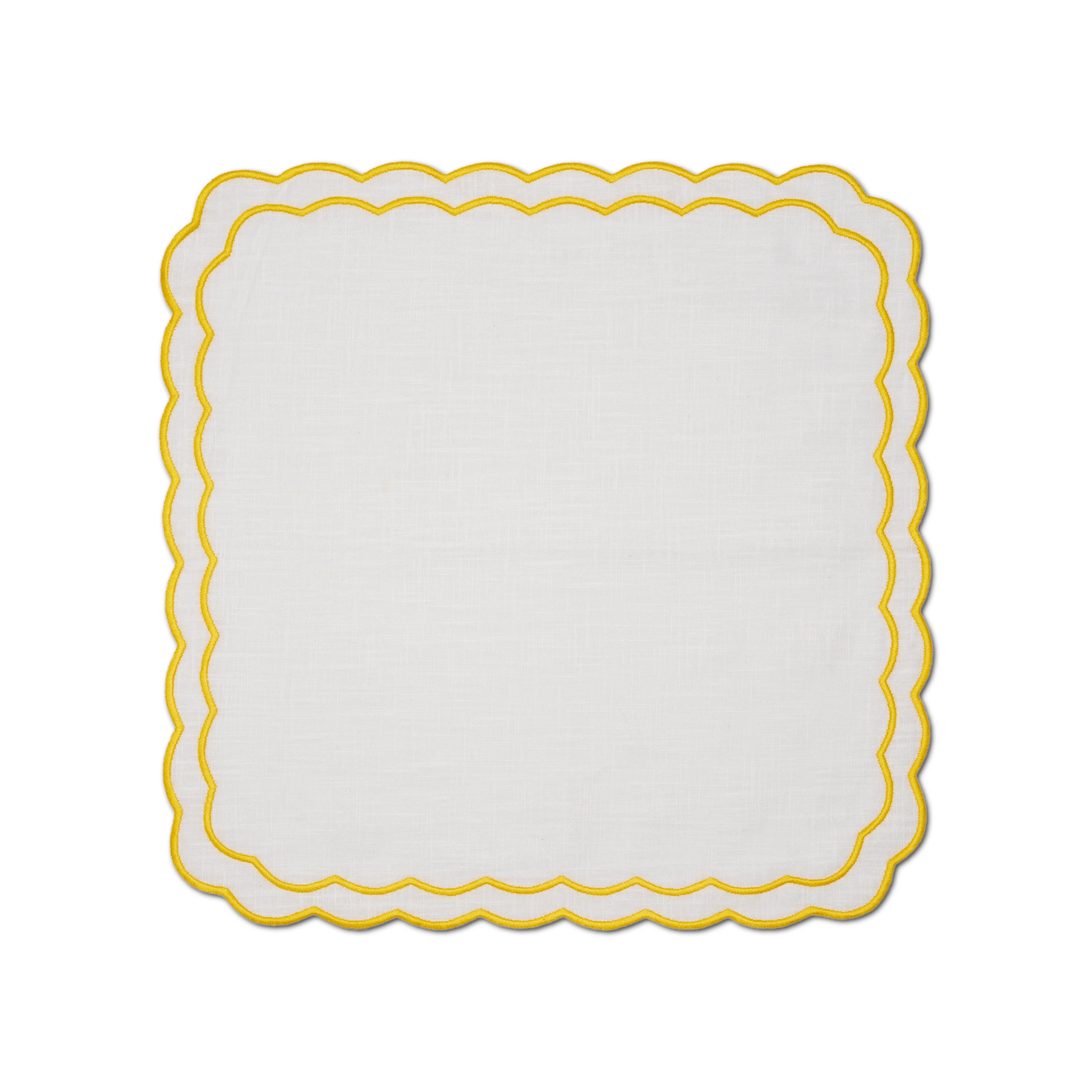 Marigold Napkin | White with Yellow - set of 4