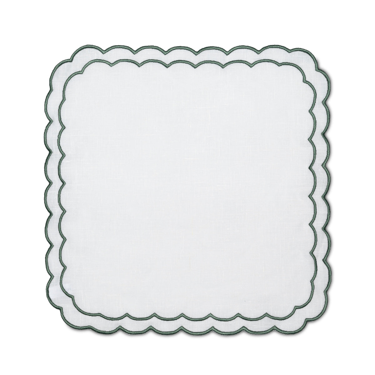 MARIGOLD NAPKIN | WHITE LINEN WITH FESTIVE GREEN - SET OF 2